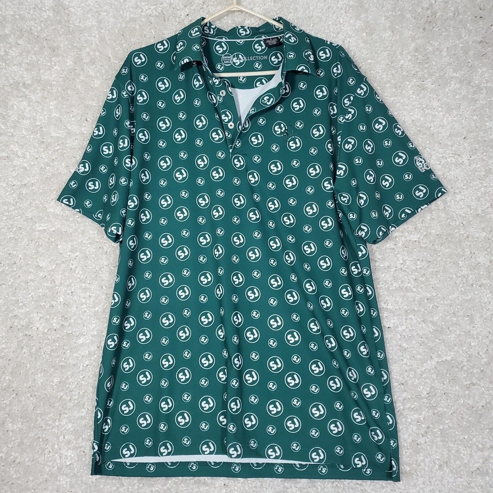 Swing Juice SJ Logo Golf Polo Mens Large Green Bamboo Charcoal Stretch Preppy